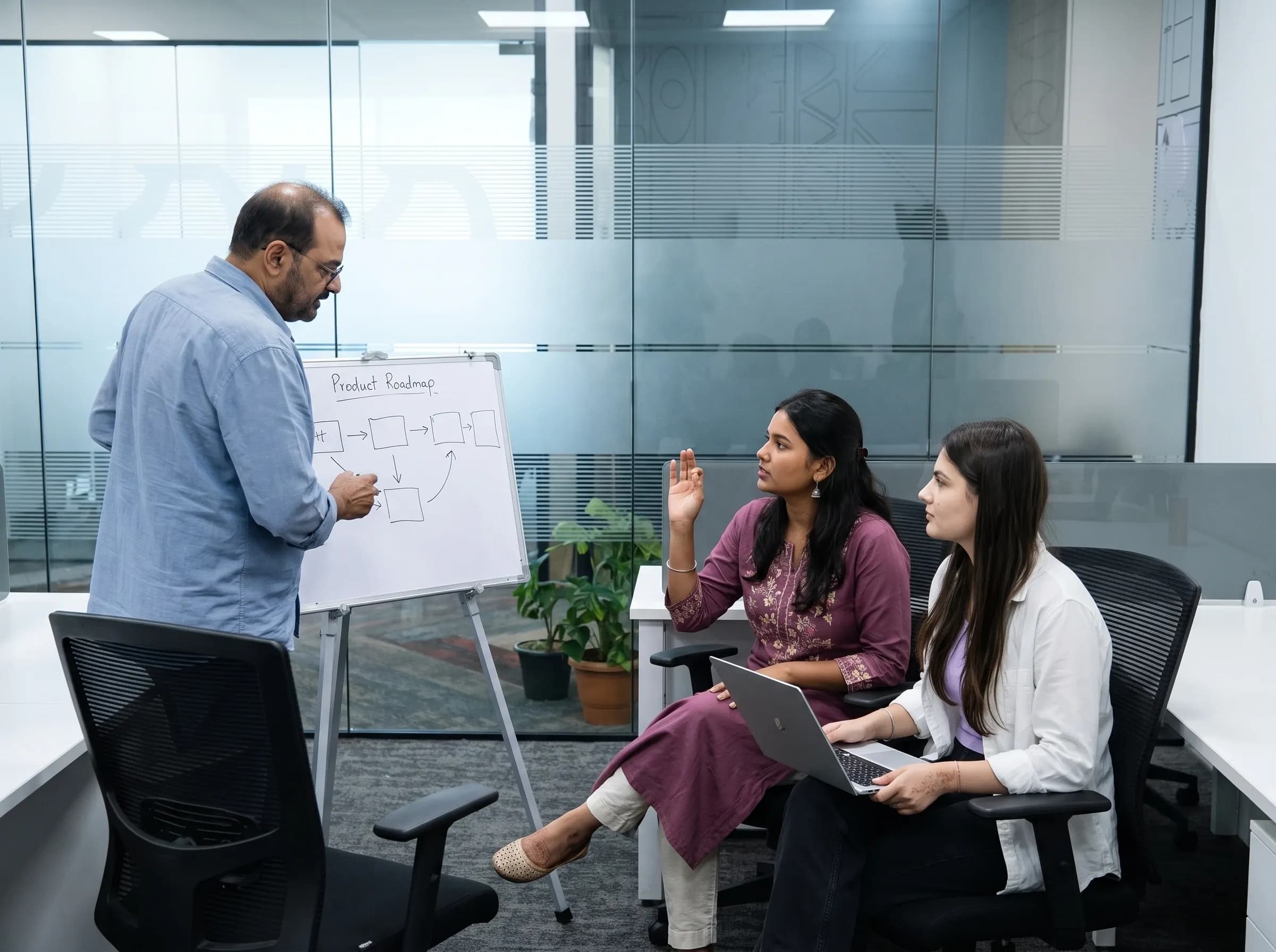 An early DigiIQ planning session at the whiteboard